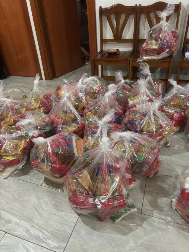 Packed food ready to distribute.