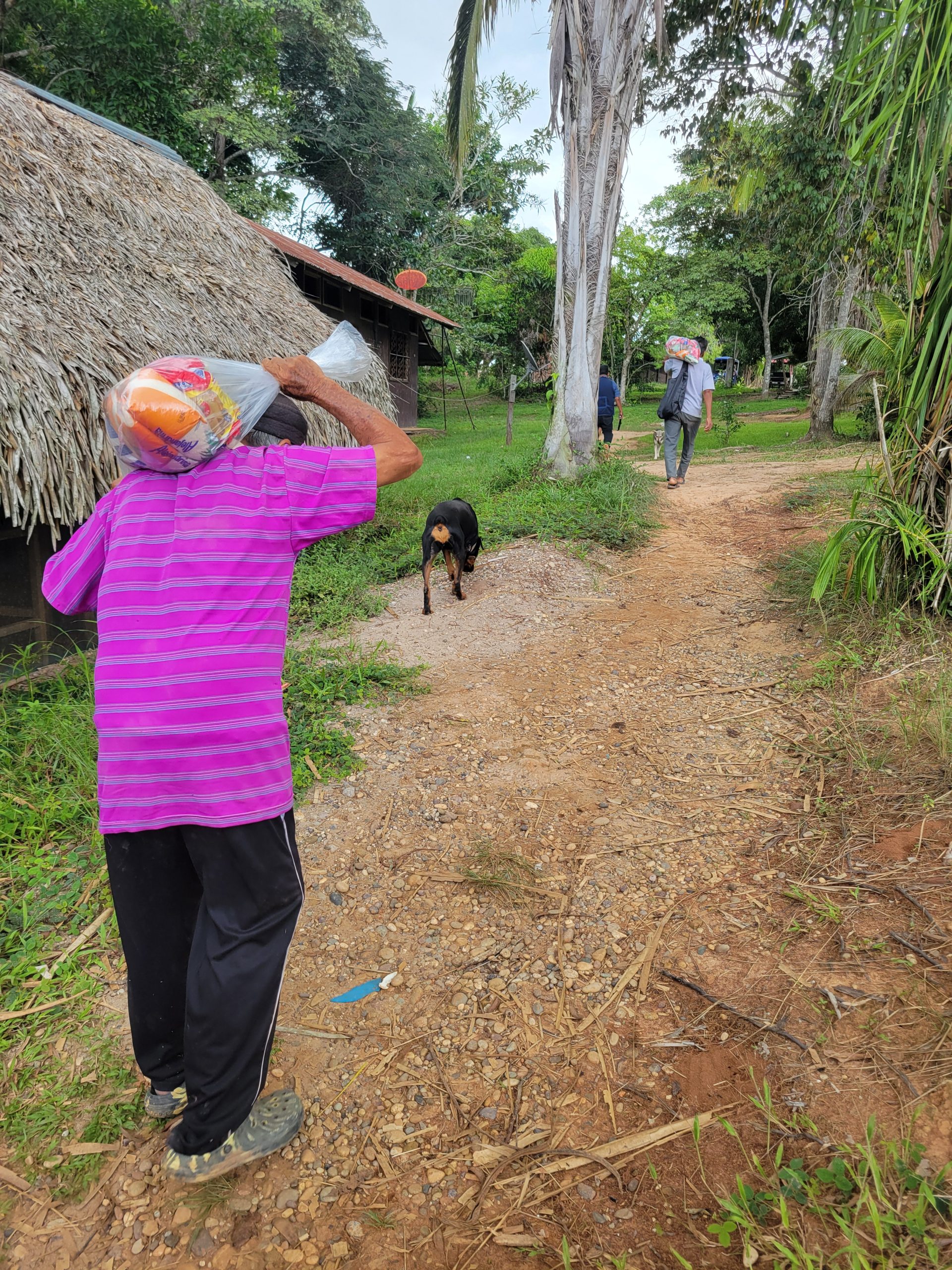 Seniors walking home.