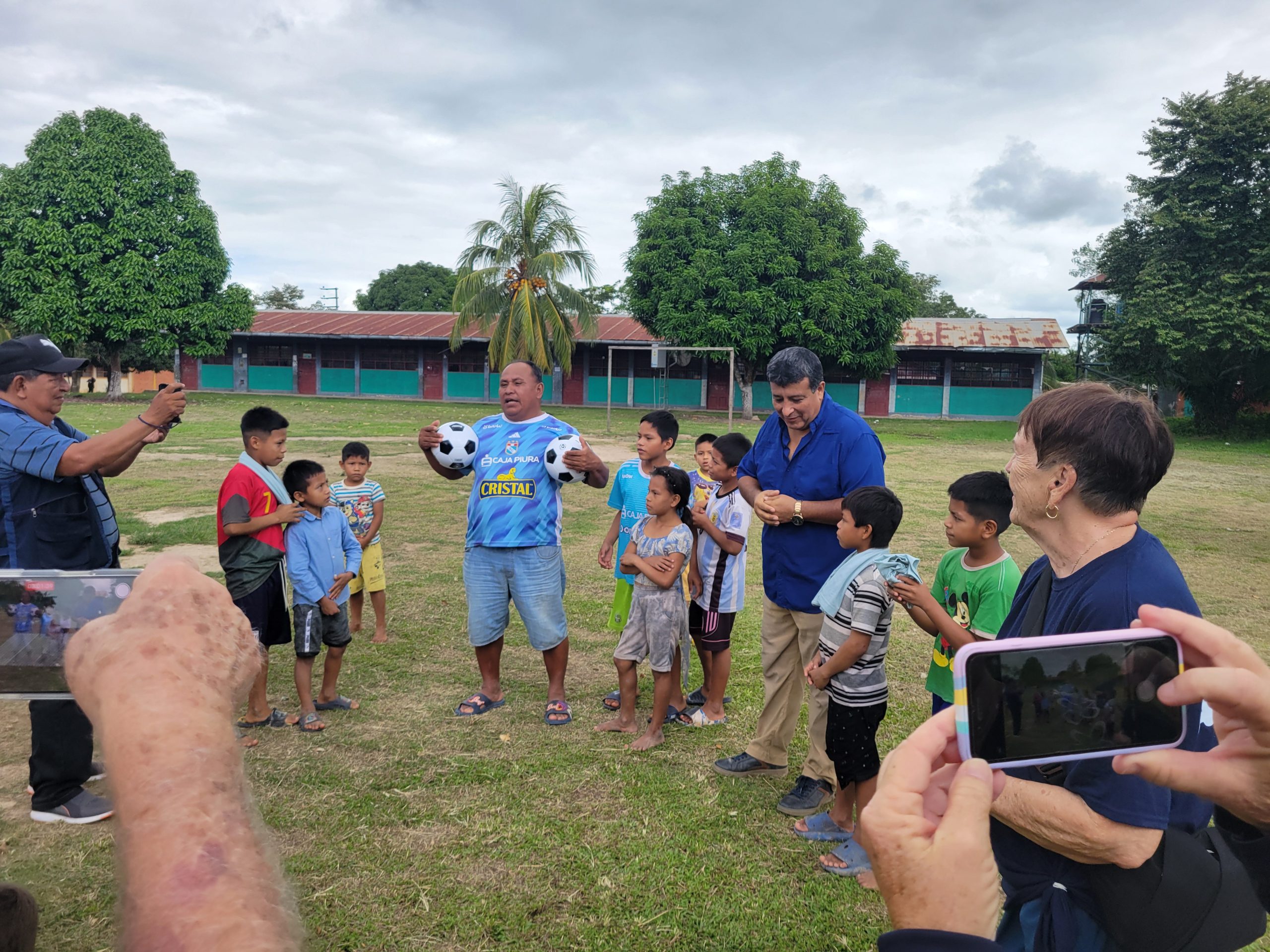 Soccer balls for the school.