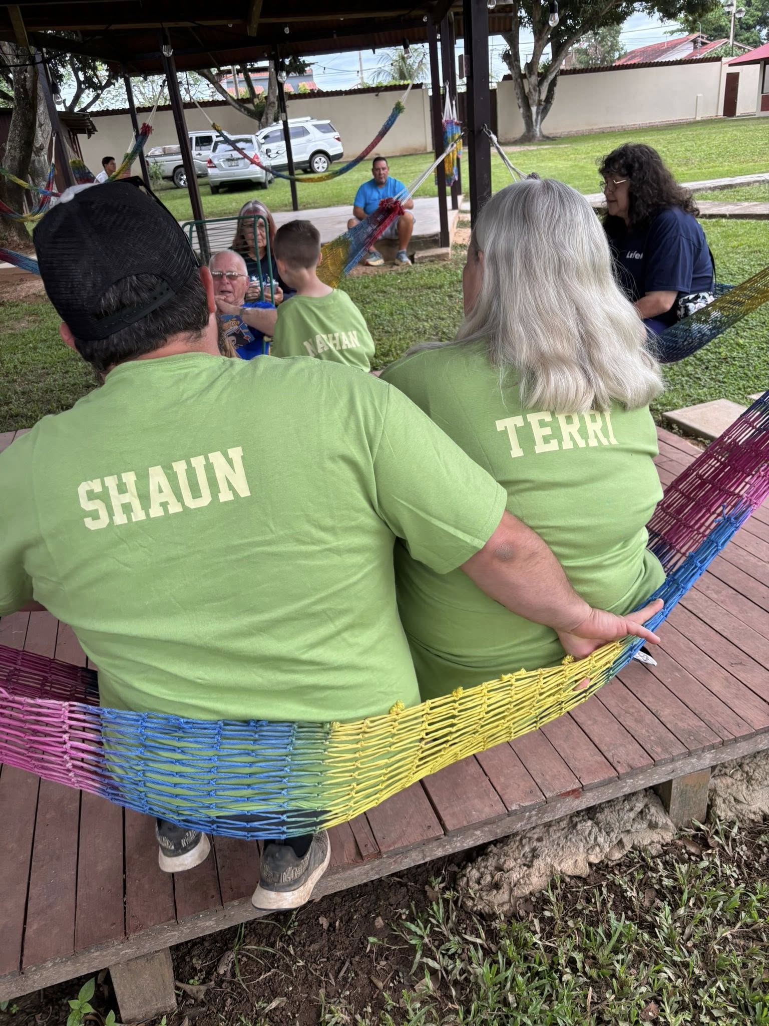 Sitting on hammocks at base getting ready for our evening mission.