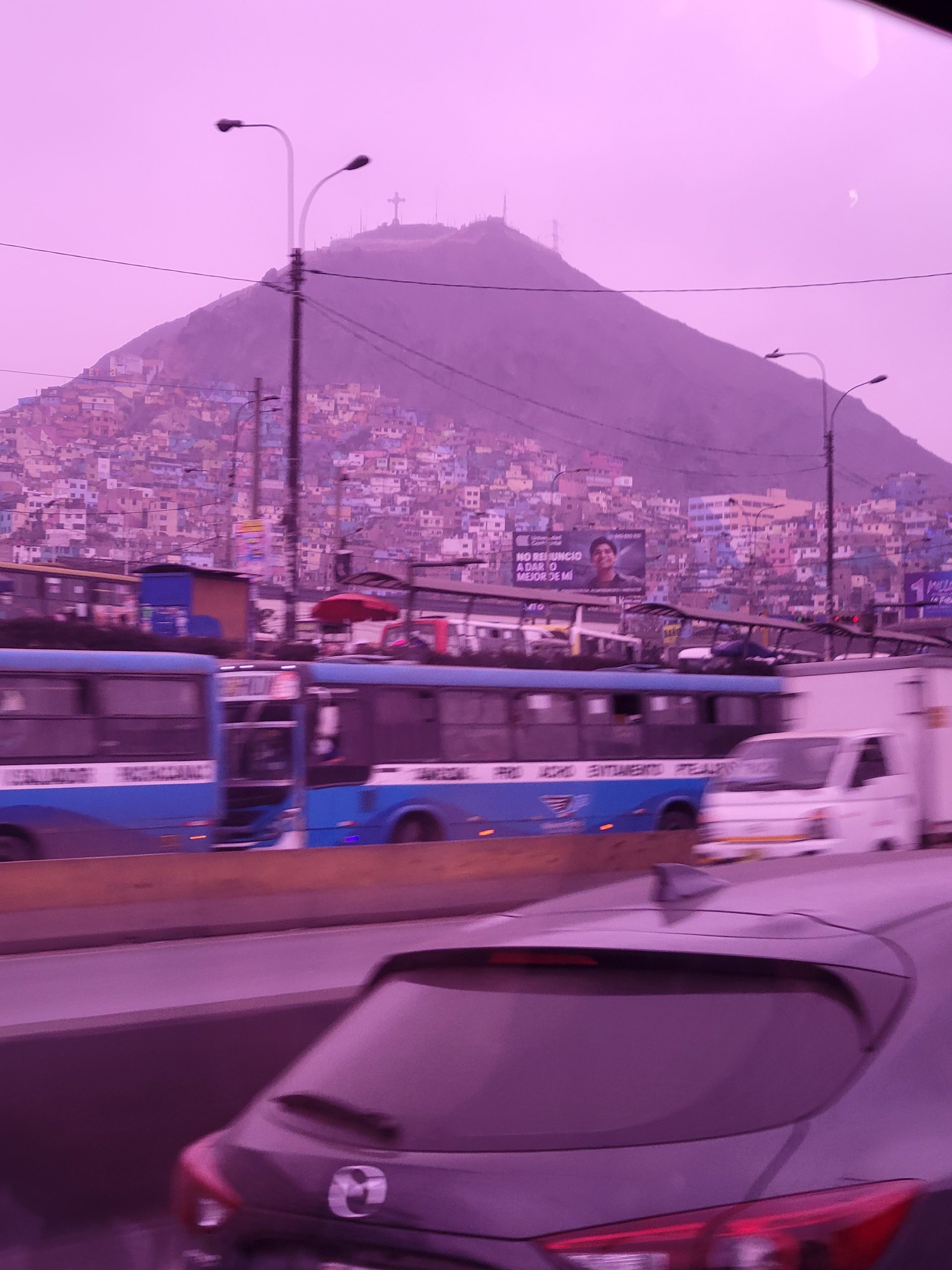 A cross on the foothill of the Andes.